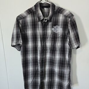 Harley-Davidson Men's Gray Plaid Button Down Shirt